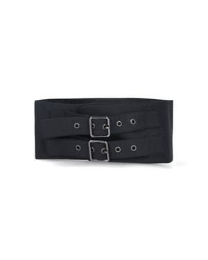 ANDAMANE Double Buckle Wide Waist Belt - Black