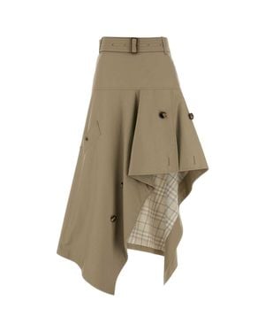 Burberry Cappuccino Gabardine Skirt - Natural