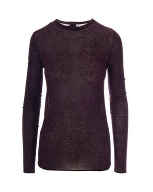 Pinko Sheer Long Sleeve Glitter Top - Purple