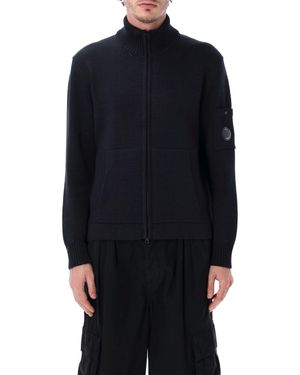 C.P. Company Compact Cotton Zip Cardigan Sweater - Blue