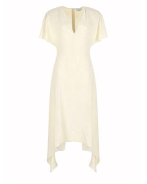 Stella McCartney Fluid V-Neck Asymmetric Midi Dress - White