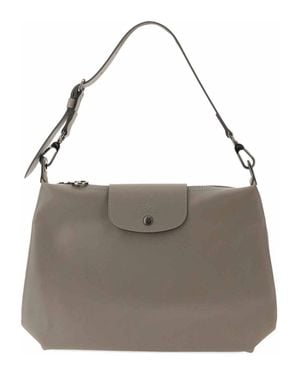 Longchamp Medium Leather Hobo Shoulder Handbag - Gray