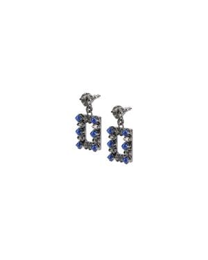 Roger Vivier Bijoux Stone & Swarovski Mini Statement Drop Earrings - Blue