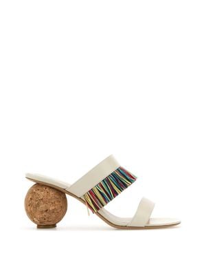 Ferragamo Salvatore Leather Flat Sandals With.5 Cm Heel - White