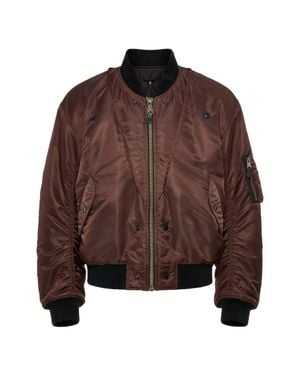 Maison Margiela Quilted-Effect Crewneck Jacket With Center Zip And Snap Front - Brown