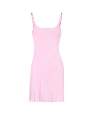 Courreges Silk Embroidered Logo Mini Dress - Pink