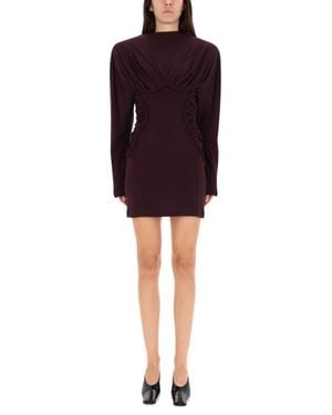 Stella McCartney Ruched Long-Sleeve Mini Dress - Purple