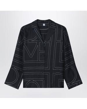 TOTEME Monogram Silk Pajama Shirt - Blue