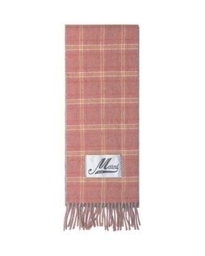 Marni Plaid Logo Scarf - Pink