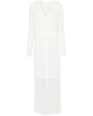 Zimmermann Long Hooded Dress With Adjustable Waist Belt - White