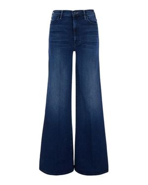 Mother The Hustler Roller Sneak High-Waist Wide-Leg Logo Patch Jeans For - Blue