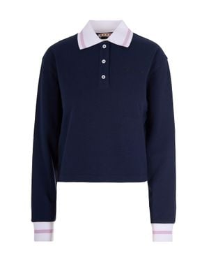 Marni Dark Piqué Long-Sleeved Polo Shirt - Blue