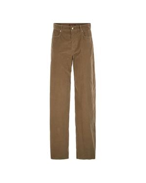 Max Mara Cotton Elastane Belted Utility Pants With Zipper & Tack Button, Size 38 - Natural
