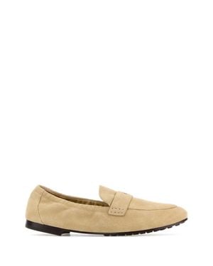 Tory Burch Sand Suede Ballet Loafers - White
