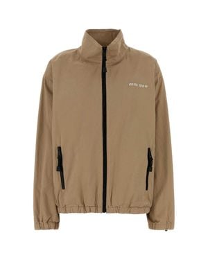 Miu Miu Gabardine Windbreaker - Brown