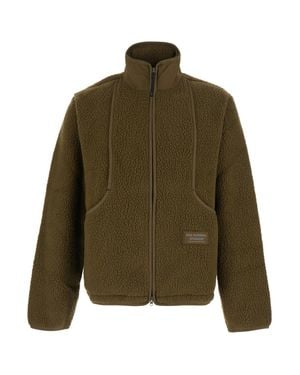 Pas Normal Studios Off-Race Pile Fleece Jacket With High Collar And Zip Front - Green