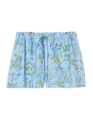Gucci Printed Silk Twill Shorts - Blue