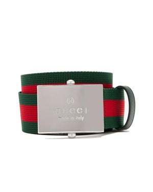 Gucci Inspired Canvas Belt With Rectangular Plaque Buckle, 3.5Cm Width - Black