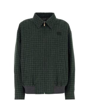 Miu Miu Embroidered Flannel Jacket - Green