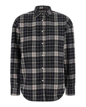 MC2 Saint Barth Flannel Tartan Button-Front Shirt With Long Sleeves - Black