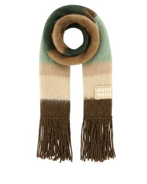 Miu Miu Embroidered Mohair Blend Scarf - Green
