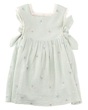 Louise Misha Organic Cotton Mini Dress For Girls - Blue