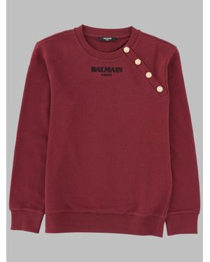Balmain Kids' Mini Logo Fleece Sweatshirt - Red