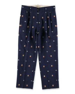 Gucci Kids' Gg Logo Intarsia Pants - Blue
