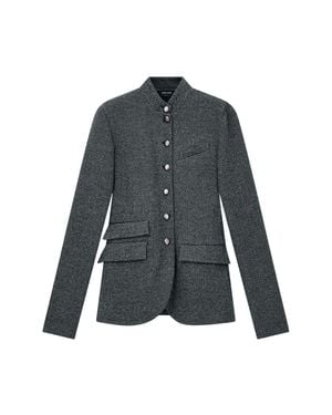 Giorgio Armani Textured Button Front Jacket - Gray