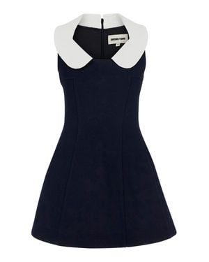 ShuShu/Tong Wool Sleeveless Dress With Contrasting Collar And Back Closure - Blue