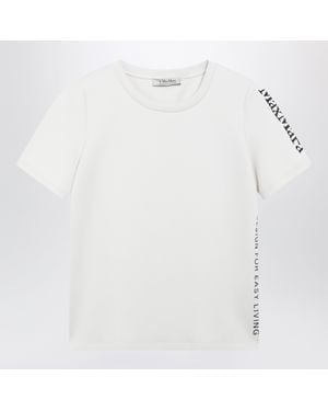 Max Mara Embroidered Logo Cotton-Blend T-Shirt - White