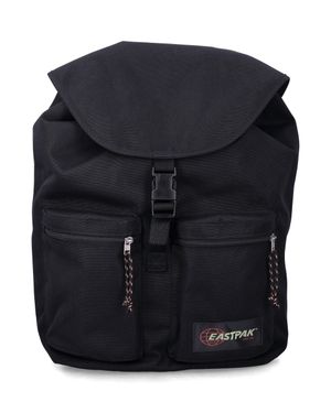 Eastpak Canvas Roll-Top Backpack With Front Zip Pockets - Blue