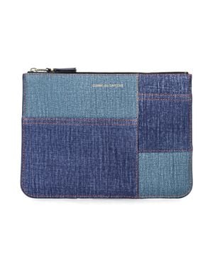 Comme des Garçons Leather Pouch With Denim Effect - Blue