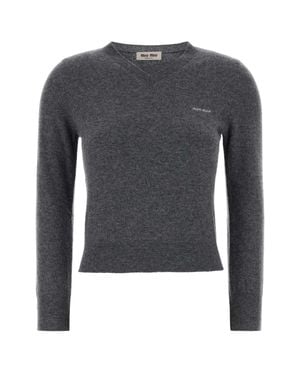Miu Miu Style Virgin Wool Sweater For - Gray