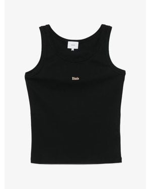 Rhude Logo Ribbed Tank Top For - Black