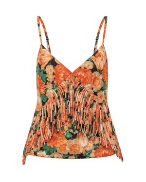 Pinko Mini Top With Unique Neckline - Orange