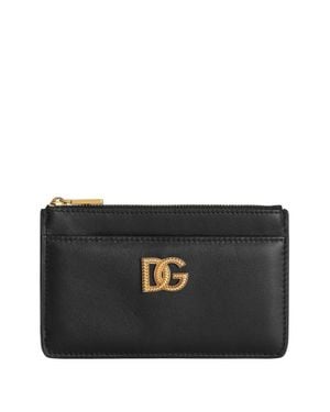 Dolce & Gabbana Dolce & Gabbana Calfskin Card Holder With Dg Logo - Black
