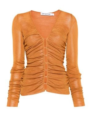 Self-Portrait Viscose Knitted Top - Orange