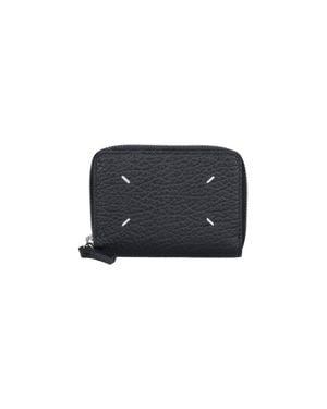 Maison Margiela Leather Zip Around Wallet in Black | Lyst