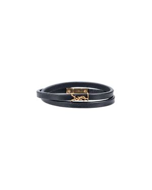 Saint Laurent Leather Wrap Bracelet - Blue