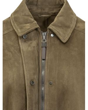 Brunello Cucinelli Lethestane Leather Jacket - Green