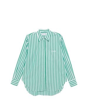 Hunza G Embroidered Detail Button-Up Shirt With Chest Patch Pocket - Blue