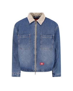 Dickies Denim Zip-Up Jacket With Corduroy Collar - Blue
