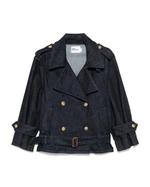 Self-Portrait Denim Trench Jacket - Blue