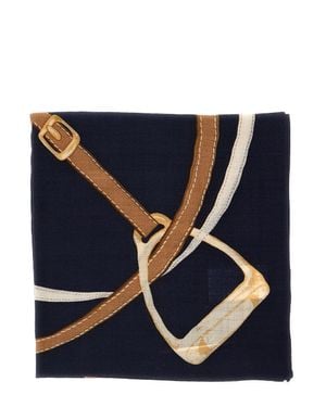 Ralph Lauren Large Square Logo Scarf Crafted - Blue