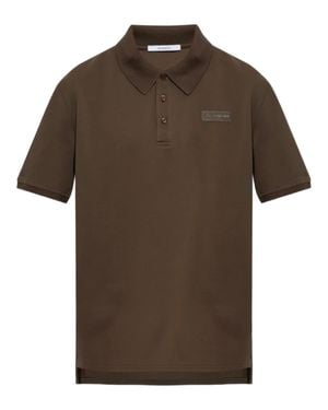 Givenchy Short-Sleeve Polo Button-Down With Tonal Gros Grain Detail - Brown