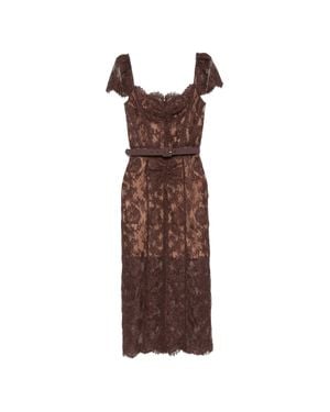 Self-Portrait Lace Belted Maxi Dress - Brown
