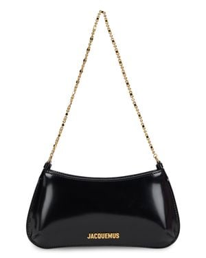 Jacquemus Mini Curved Shoulder Handbag With Chain Handle - Black