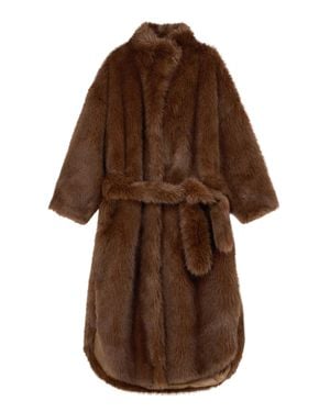 Frankie Shop Ravello Faux Fur Robe Coat - Brown