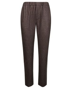 Weekend by Maxmara Slim-Fit T-Shirt Jacquard Pants With Elastic Waist And Crisp Pressed Crease - Brown
